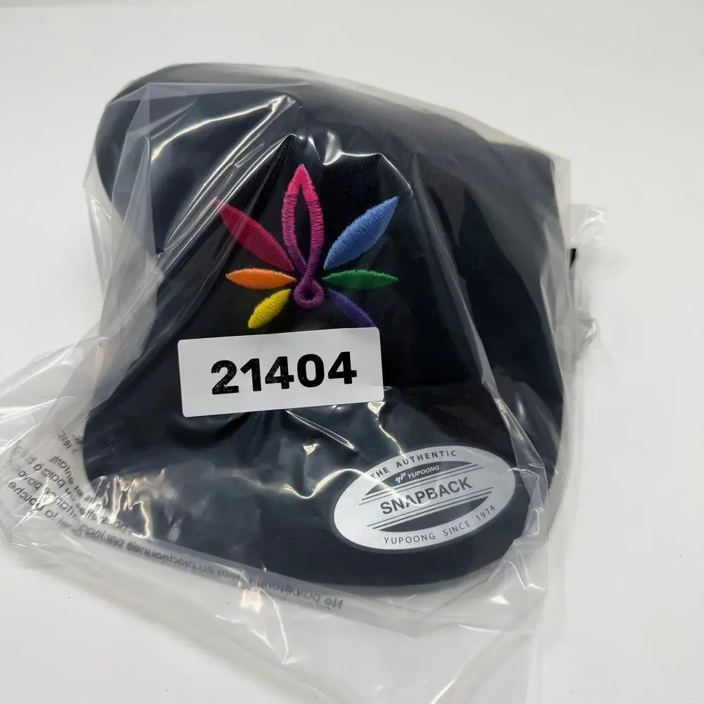 Yupoong Rainbow Leaf Snapback Hat Black Adjustable